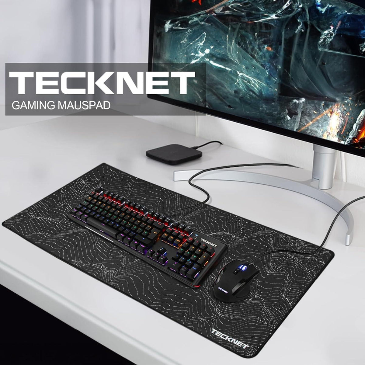 XXL Gaming Mauspad 900x400 mm Schwarz, Wasserabweisend, Verbesserte