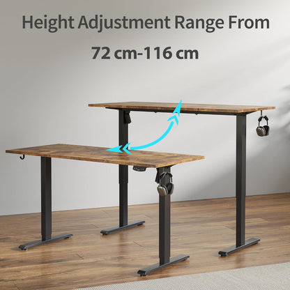 Höhenverstellbarer Schreibtisch 140 x 60 cm Elektrisch Memory Braun