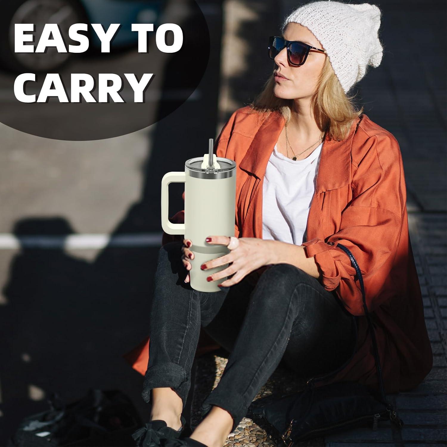 Kaffeebecher to Go 40oz Thermobecher Vakuum Trinkbecher Edelstahl mit Griff und