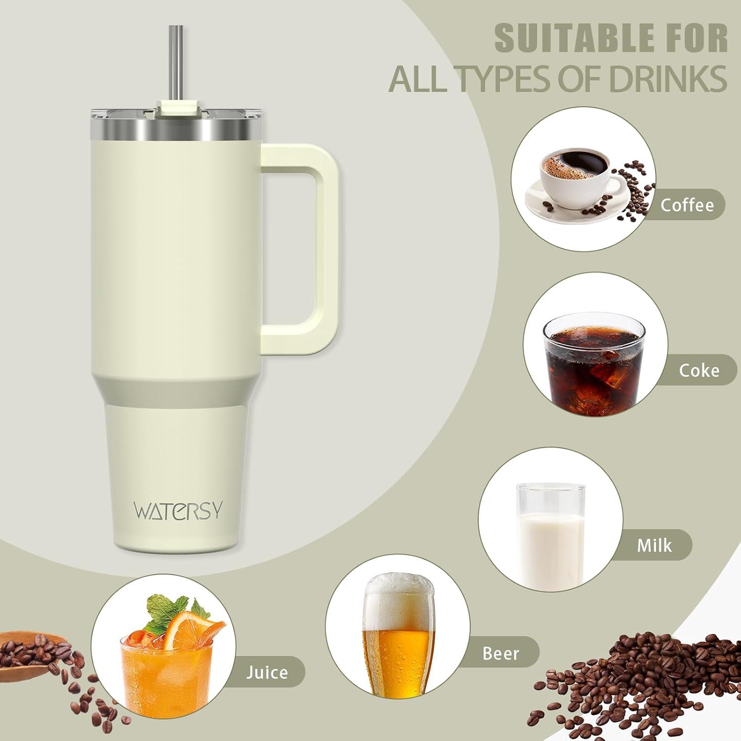40oz Kaffeebecher to Go Thermobecher Doppelwandiger Edelstahl Vakuum Auslaufsicher Trinkbecher für Kalte Heiße Getränke Beige