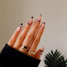 24er Set Klassische Gestreifte Mandel Nägel Aufkleben Press on Nails