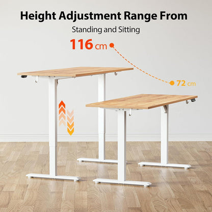 Höhenverstellbarer Schreibtisch 120 x 60 cm Elektrisch ergonomischer Tisch Hellbraun