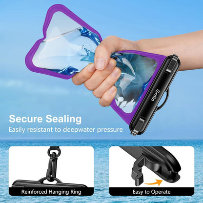 2er-Pack Wasserdichte Handyhülle IPX8 für Smartphone bis 7'' Schwarz/Lila