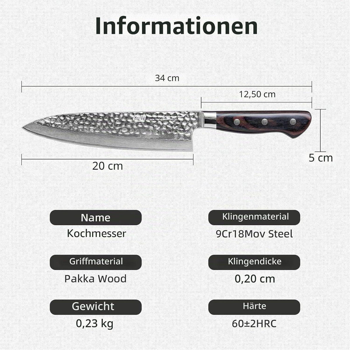 Gyuto Kochmesser Damaststahl 20cm – Raven Serie | Japanisches Küchenmesser