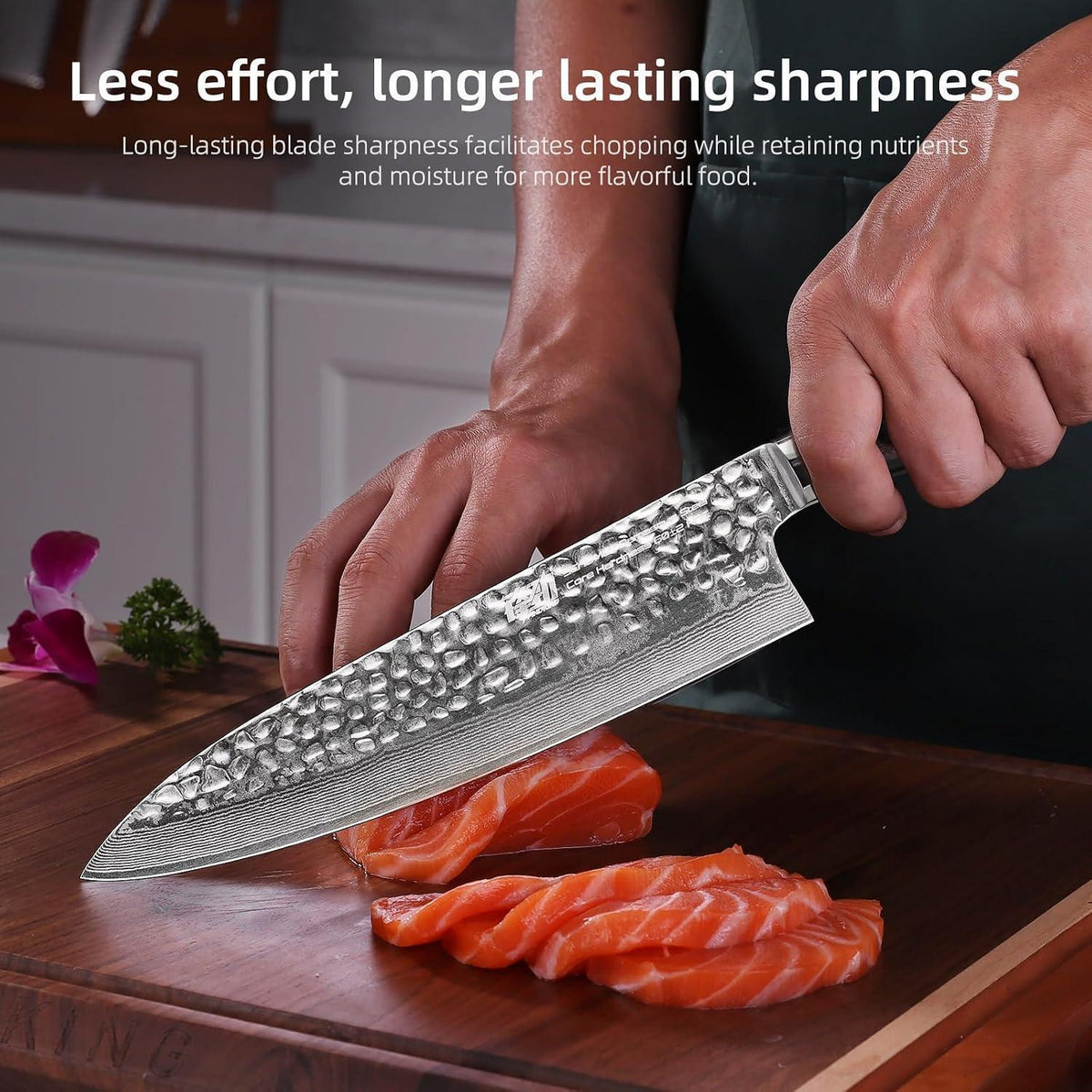 Gyuto Kochmesser Damaststahl 20cm – Raven Serie | Japanisches Küchenmesser