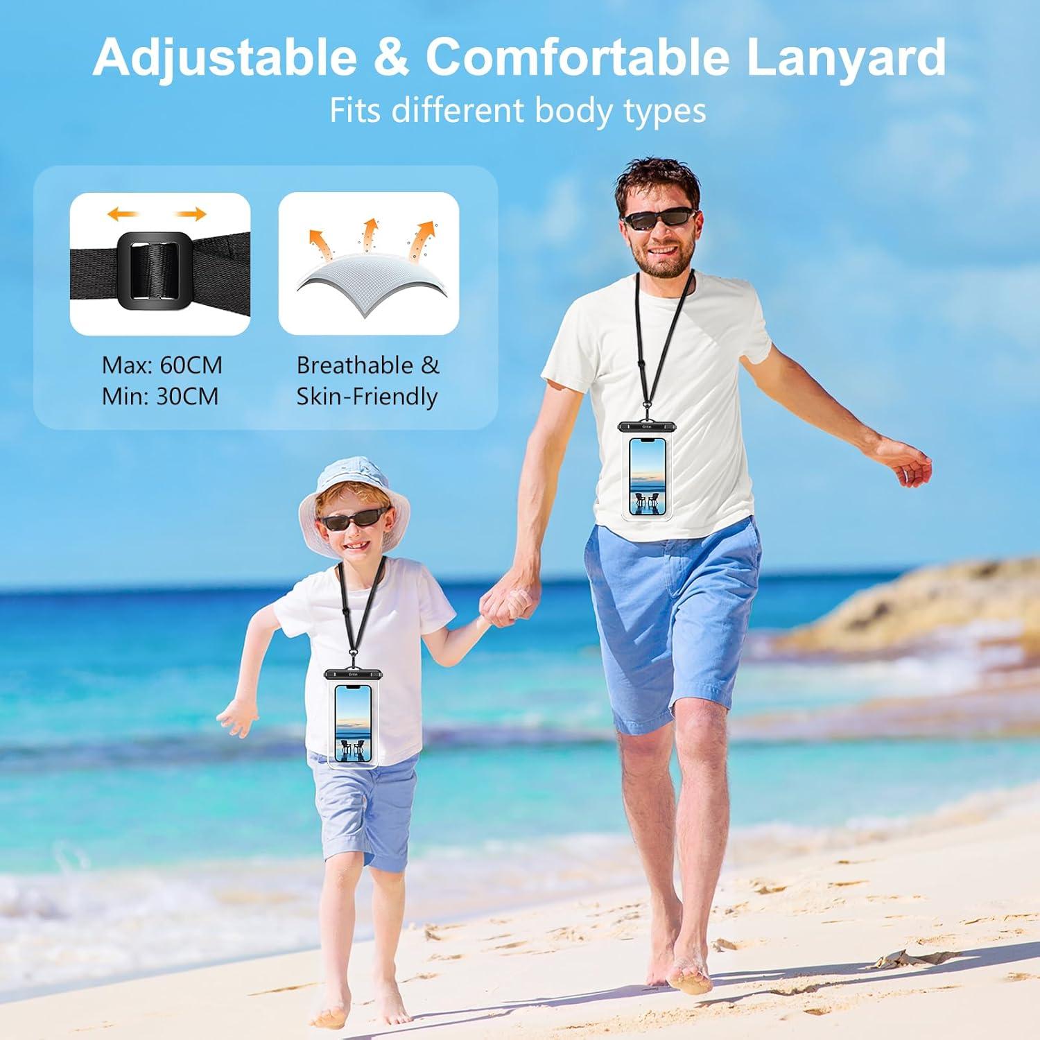 Wasserdichte Handyhülle 2er Pack IPX8 für Smartphone bis 7 Zoll Black