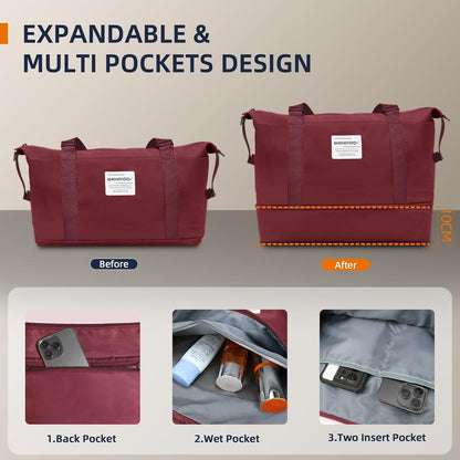 SHOWKOO Kofferset 5tlg ABS+PC Hartschale Rot Handgepäck Set