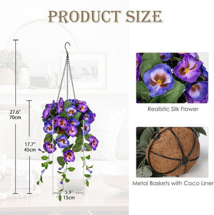 Kunstblume Stiefmütterchen Hängend Blau 70 cm Deko Pflanze