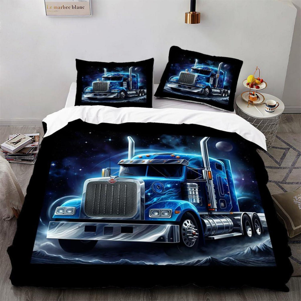 Blauer LKW-Kopf Bettwäsche Set 135x200cm - 3-teilig