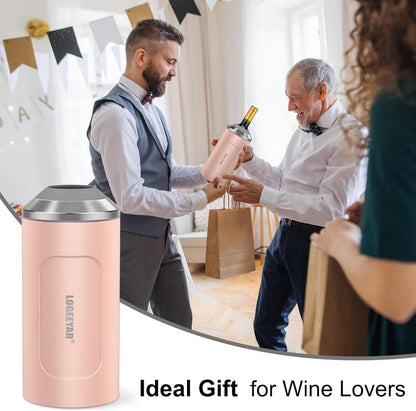 Weinkühler mit Deckel aus Edelstahl für Wein und Champagner, 750ml, Rosa