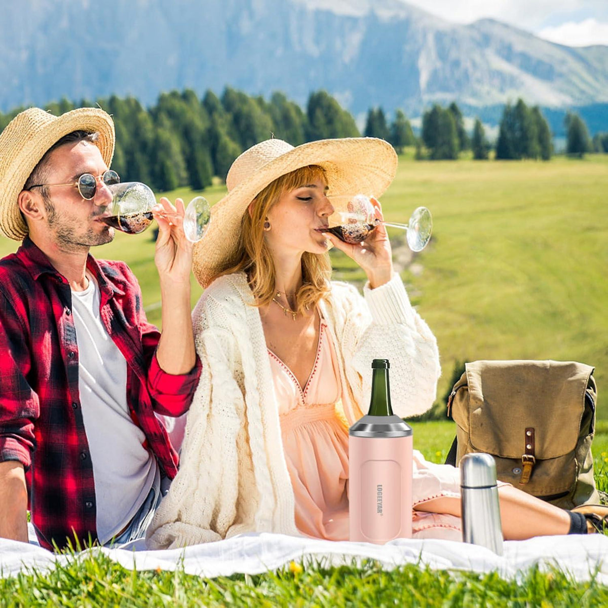 Weinkühler 750ml Edelstahl Champagner Sektkühler Outdoor Pink
