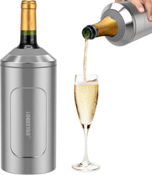 Flaschenkühler Edelstahl für Wein Champagner 750ml mit Deckel