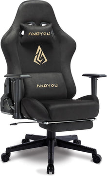 Ergonomischer Gaming Stuhl mit Fußstütze und Lendenkissen
