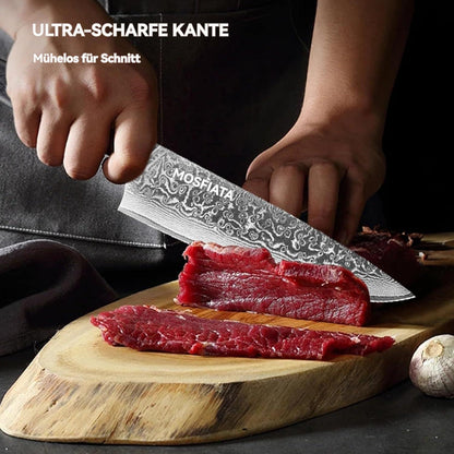 5-teiliges Damastmesser-Set mit Wetzstahl