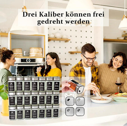 360° Rotation Gewürzdosen Set inkl. 80 Etiketten | 12 Gläser