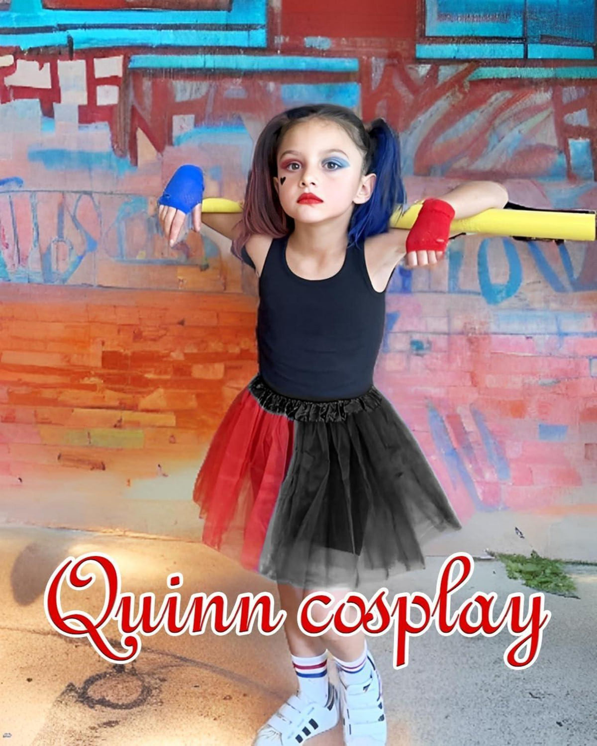 Quinn Cosplay Kostüm Kinder Mädchen Tüll Haarschleife Netz Halskette