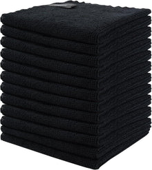 12er Set Schwarz Microfaser Reinigungstücher 25x25cm