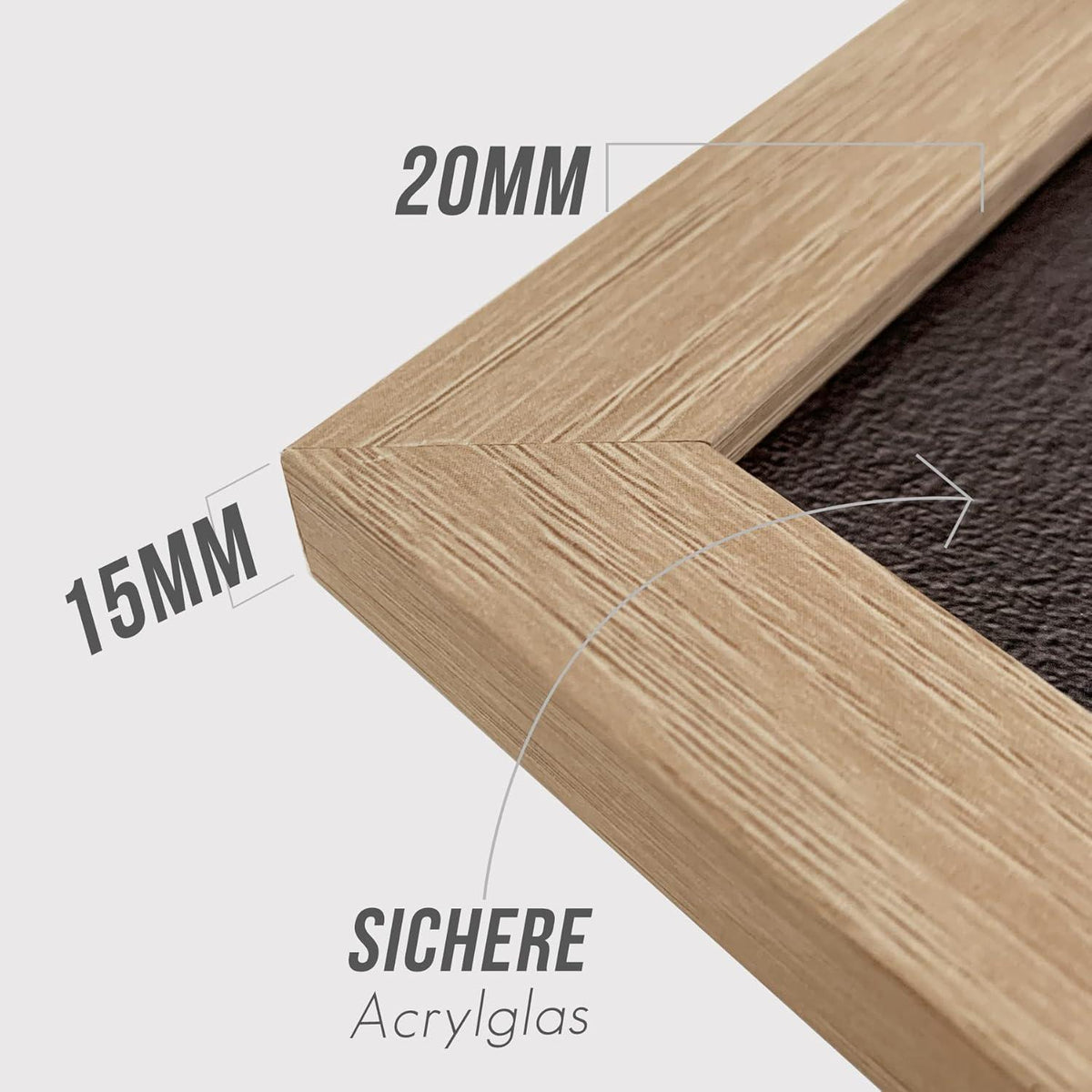 Bilderrahmen Natur Holz 40x50cm Fotorahmen Poster Acrylglas 3er Set Eiche