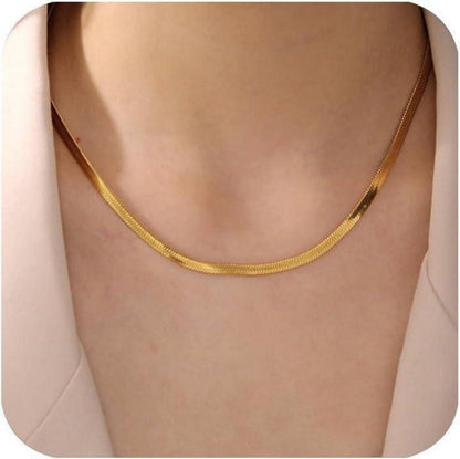 Vergoldete Edelstahl Schlangenkette Halskette 2/2,5/3/4/5mm Frauen