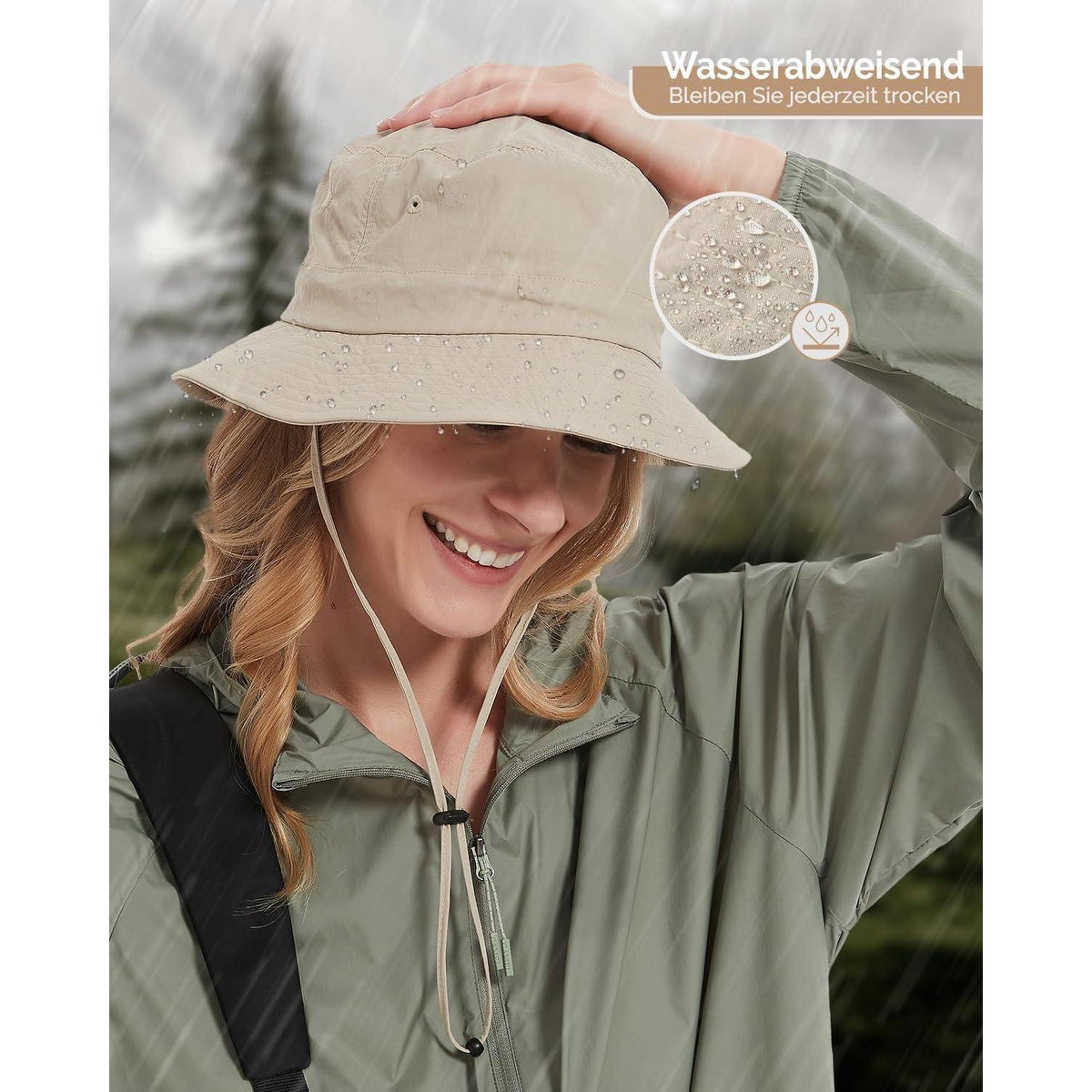 Regenhut Damen Herren Wasserdicht, UV Schutz, Faltbar