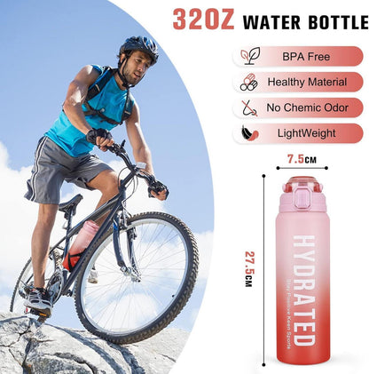 Trinkflasche 1l mit Strohhalm BPA-Frei Auslaufsicher Manga rosa