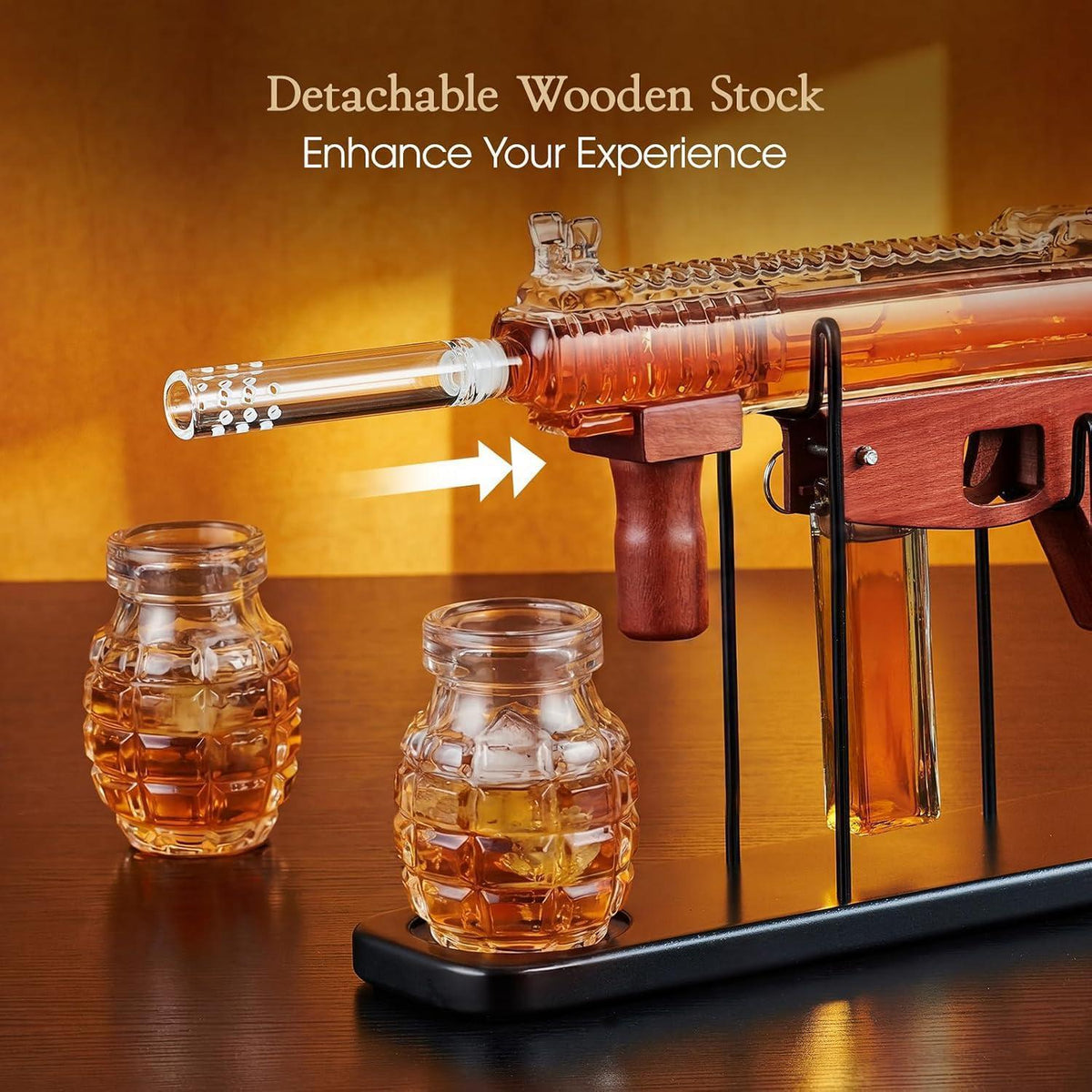 Whiskey Karaffe Geschenkset mit Gläsern & Holzständer
