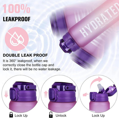 Trinkflasche mit Strohhalm 1l BPA-frei Zeitmarkierung