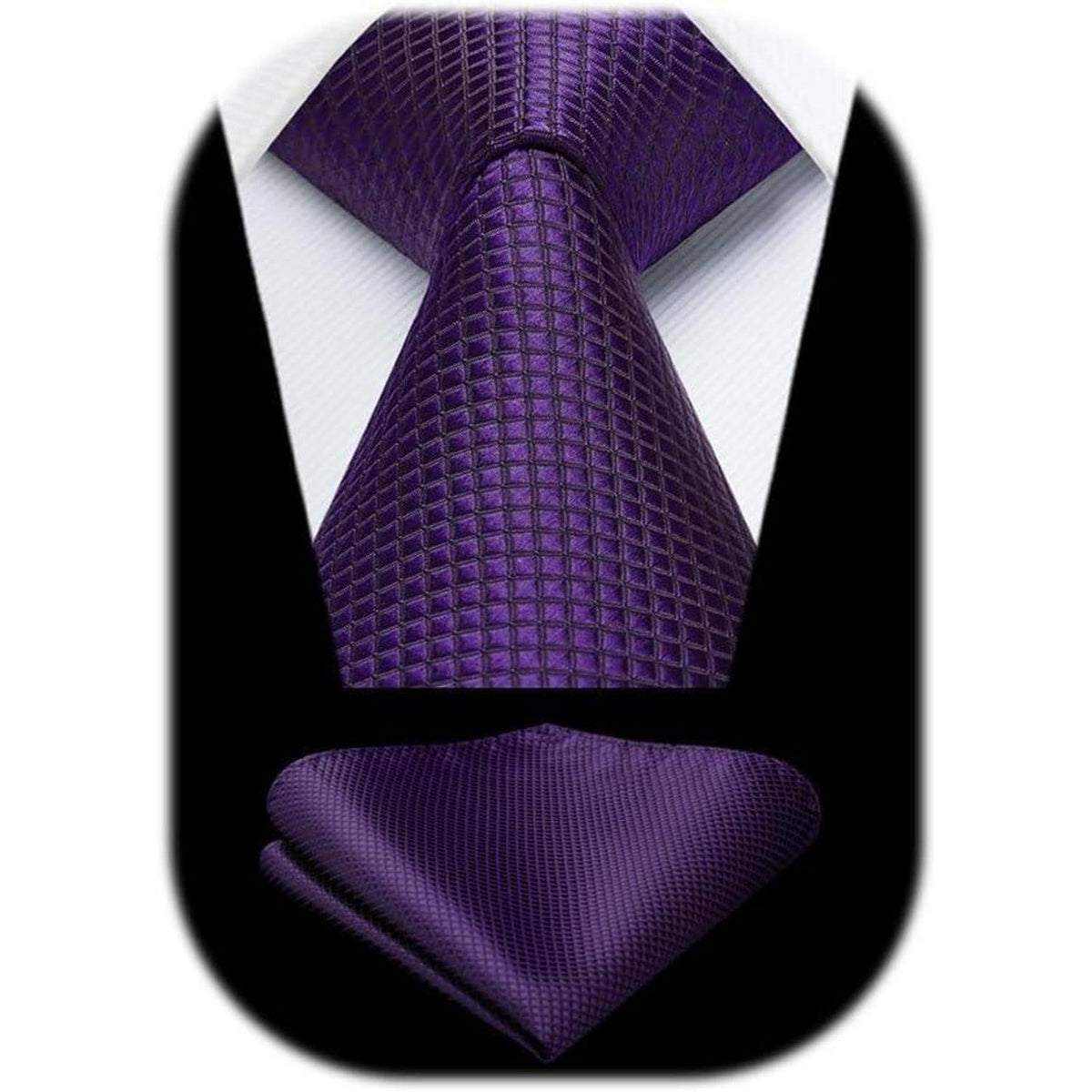 Krawatten-Set kariert Lila Herren Einstecktuch Business Hochzeit