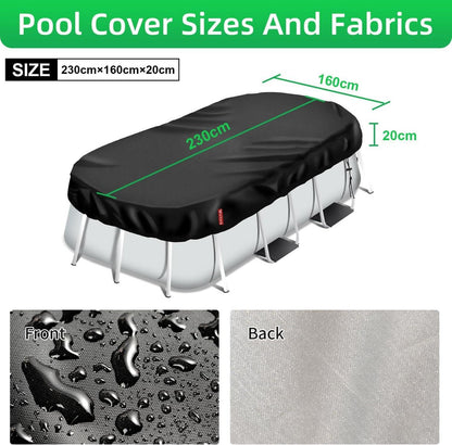Rechteckige Poolabdeckung 230x160cm Schwarz Uv-Schutz Kordelzug Stabil