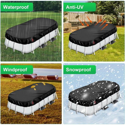 Rechteckige Poolabdeckung 410x225cm – Winterabdeckung mit Kordelzug