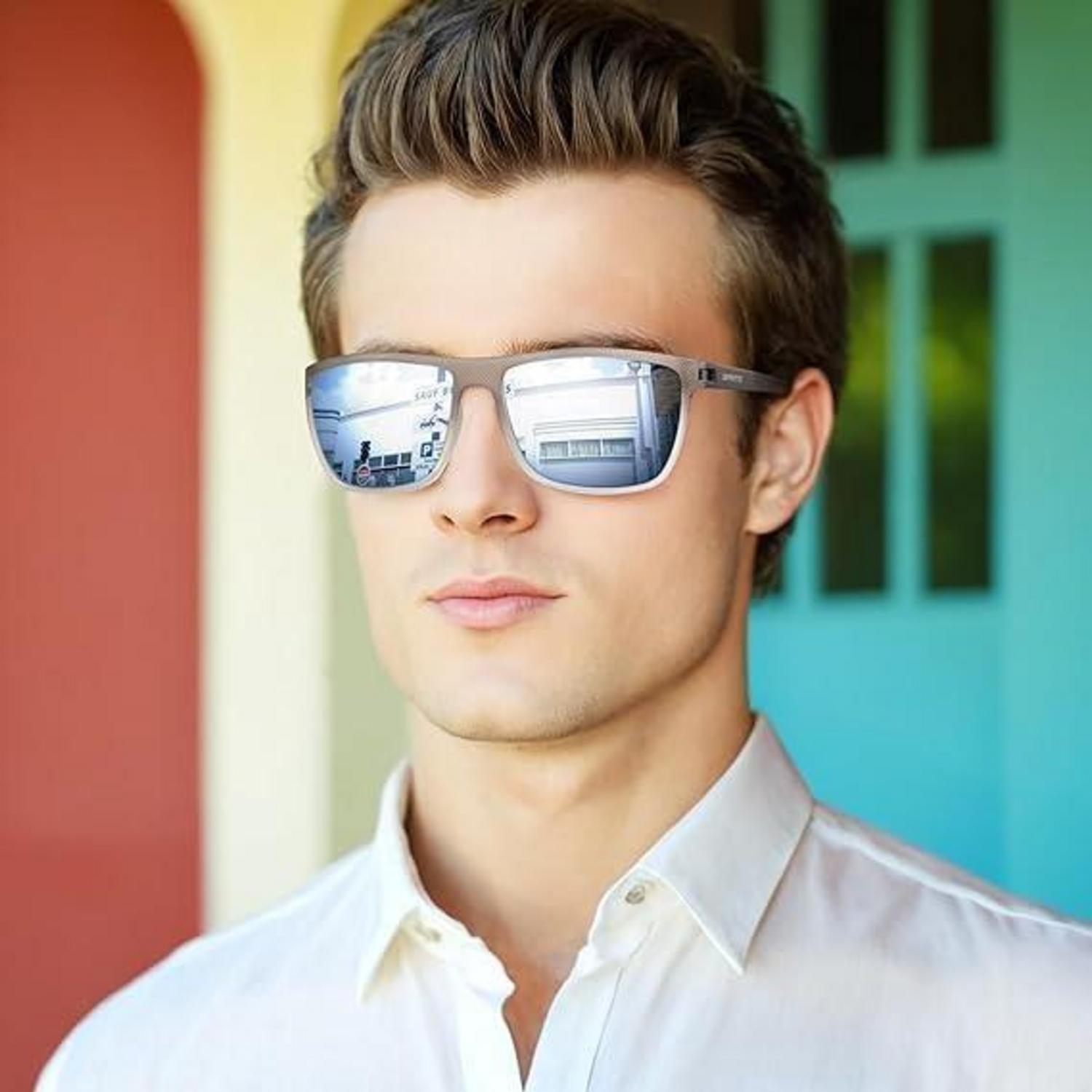 Polarisierte Sonnenbrille Herren TR90 Rahmen UV400 Schutz Grau/Silber