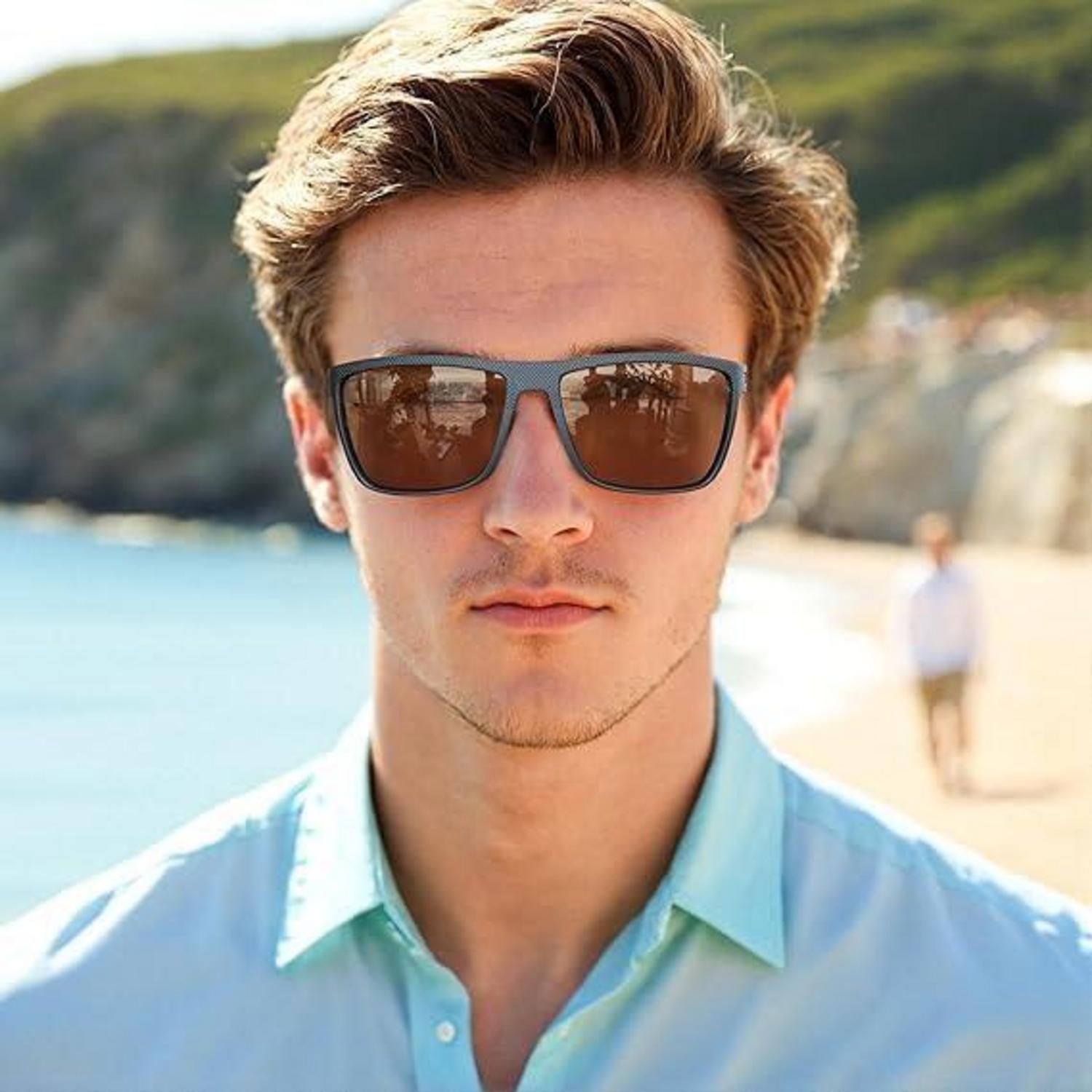 Polarisierte Sonnenbrille Herren TR90 Rahmen UV400 Schutz Quadrat C14