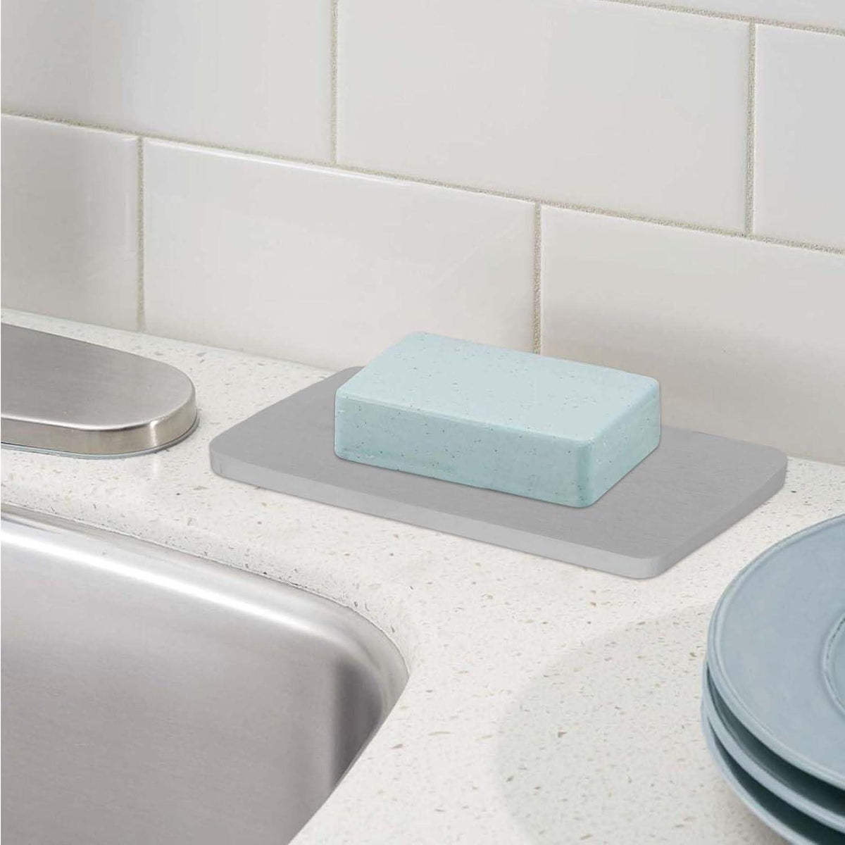 Wasserabsorbierende Kieselgur-Untersetzer 3er-Set Grau