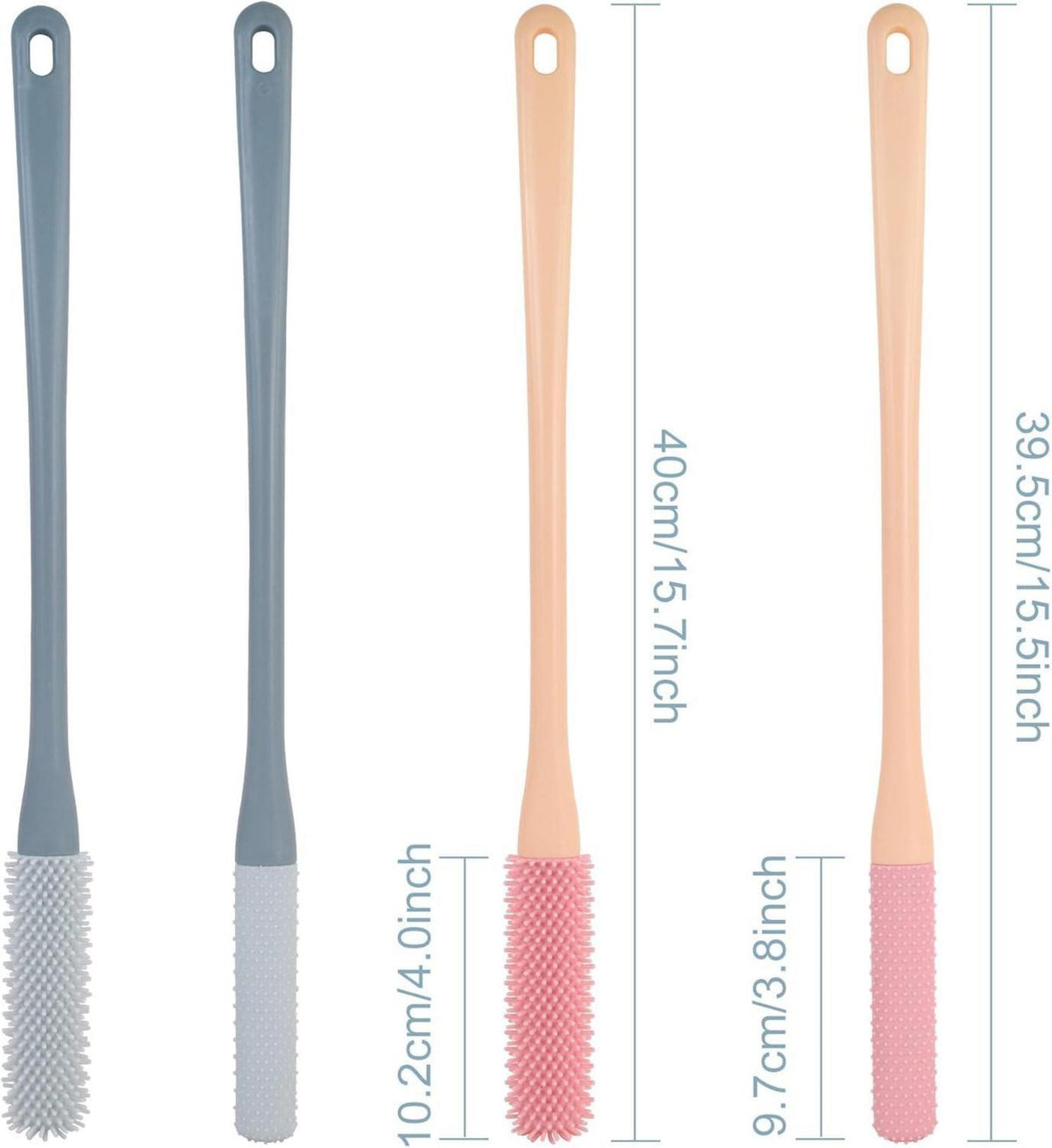 Silikon Fußwaschbürste 2 Stück Zehenreiniger Dusche Langem Stiel Rosa
