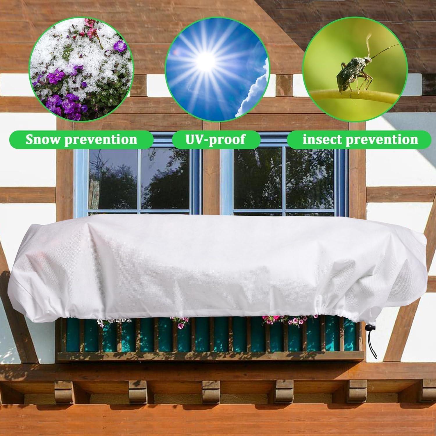 3er Set Balkon Blumenkasten Abdeckung 150x45x40cm Frostschutz Pflanzenschutz