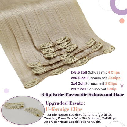 Echthaar Clip-Ins Blond #613 – 35cm, 105g