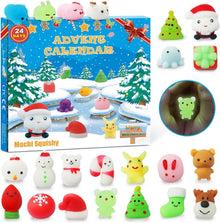 Adventskalender 2024 Mochi Squishy Set leuchtende Weihnachtsmotive
