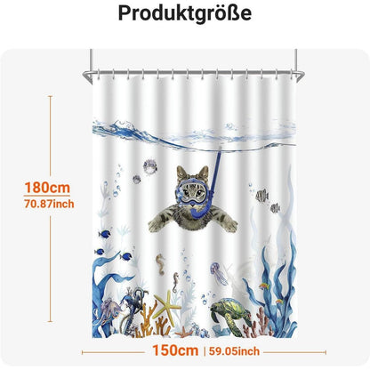 Duschvorhang 150x180cm Katzenschwimme Antischimmel