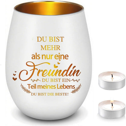 Windlicht mit Spruch für Freundin | Teelichthalter Glas | Geburtstagsgeschenk