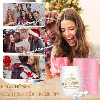 Windlicht mit Spruch für Freundin | Teelichthalter Glas | Geburtstagsgeschenk