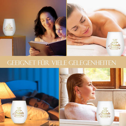 Windlicht mit Spruch für Freundin | Teelichthalter Glas | Geburtstagsgeschenk