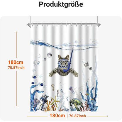 Duschvorhang Katzenschwimme 220x180cm Antischimmel Polyester