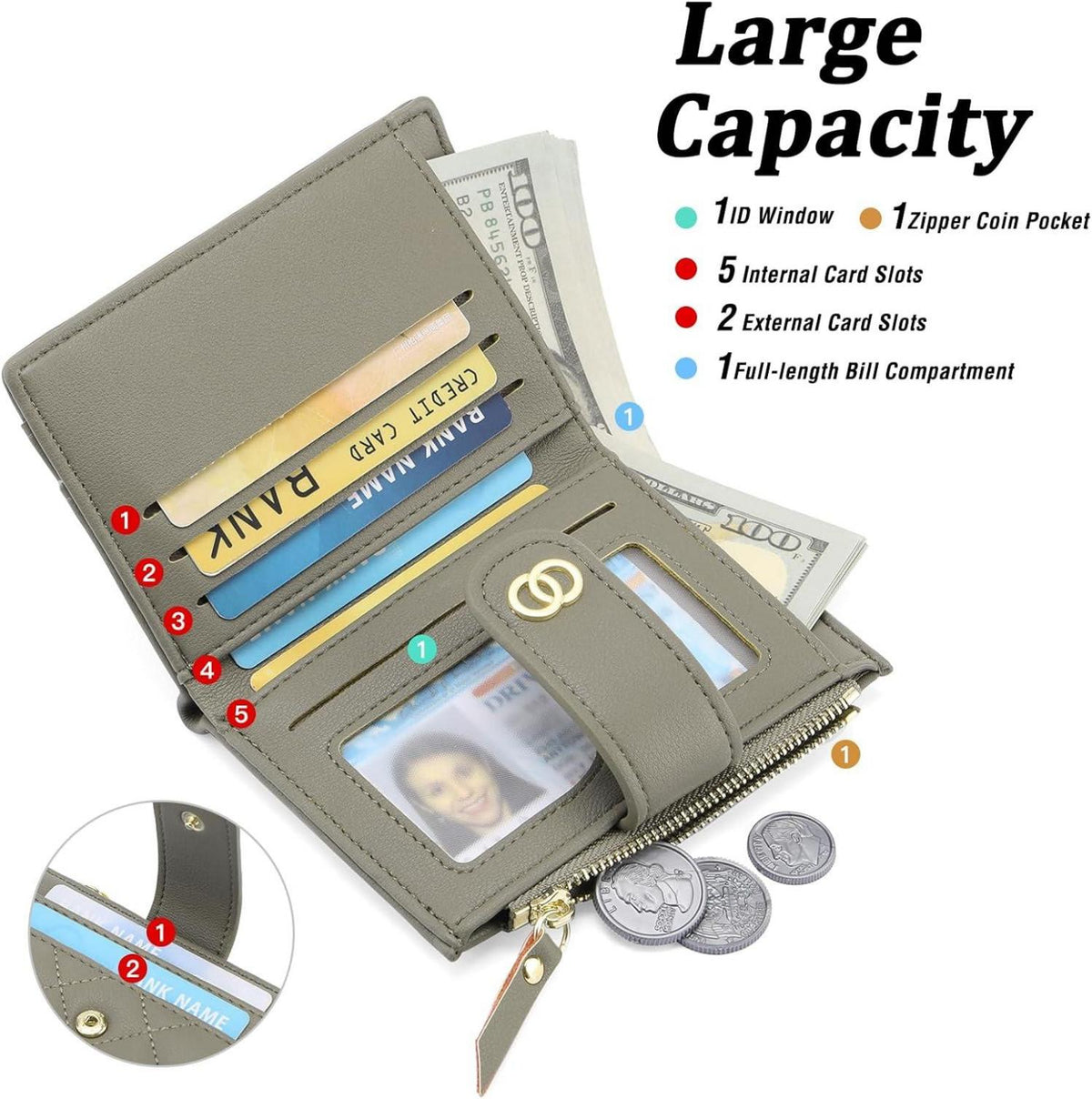 Damen Geldbörse RFID Portemonnaie Leder Slim Wallet Geschenk Grün