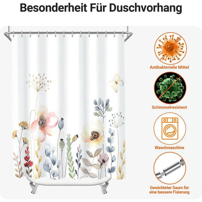 Duschvorhang Blumen Muster 220x200cm wasserabweisend