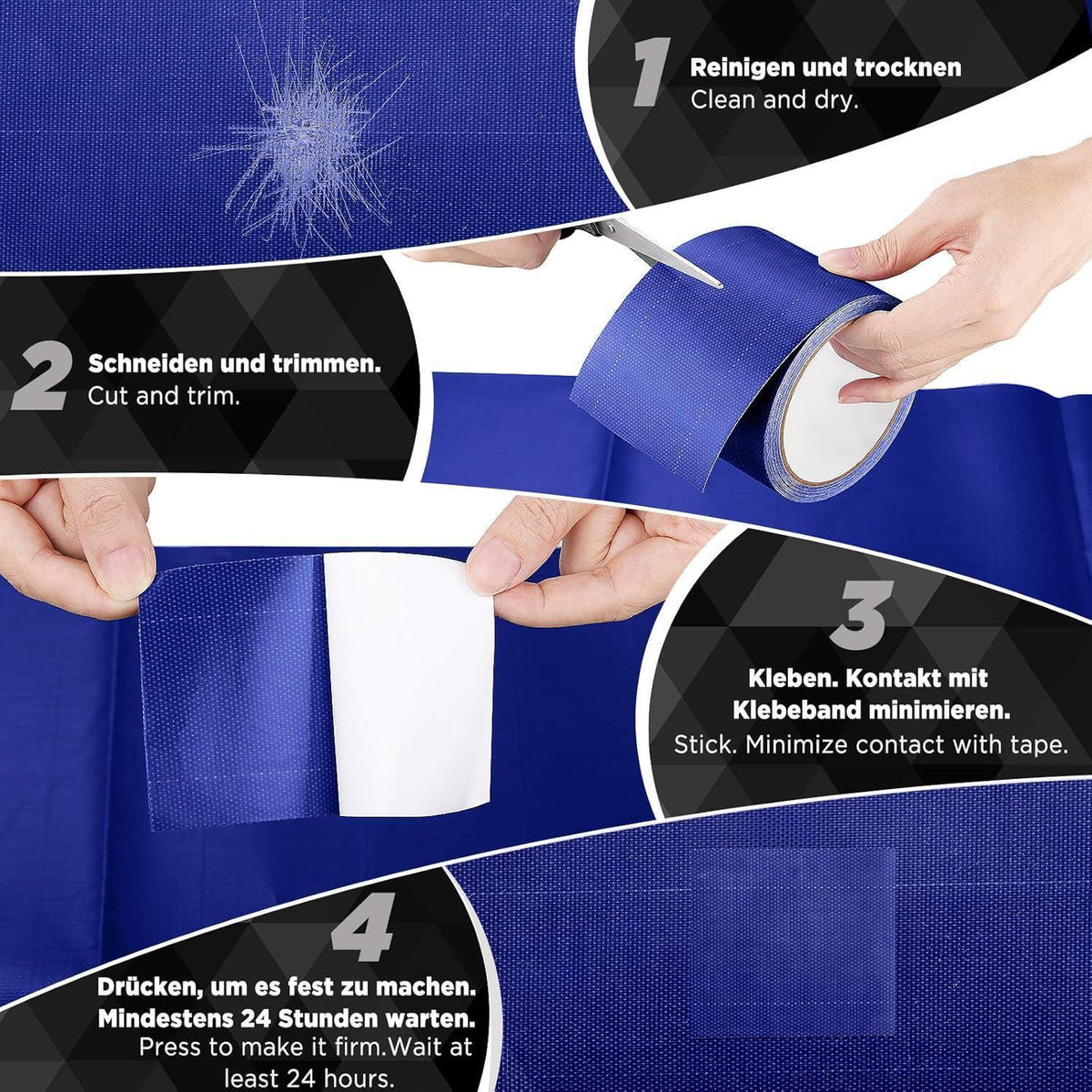 PVC Planenband Reparaturklebeband 5M x 8CM Dunkelblau