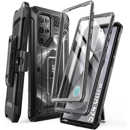 Hülle mit Ständer für Samsung Galaxy S24 Ultra, Gürtelclip, Displayschutz