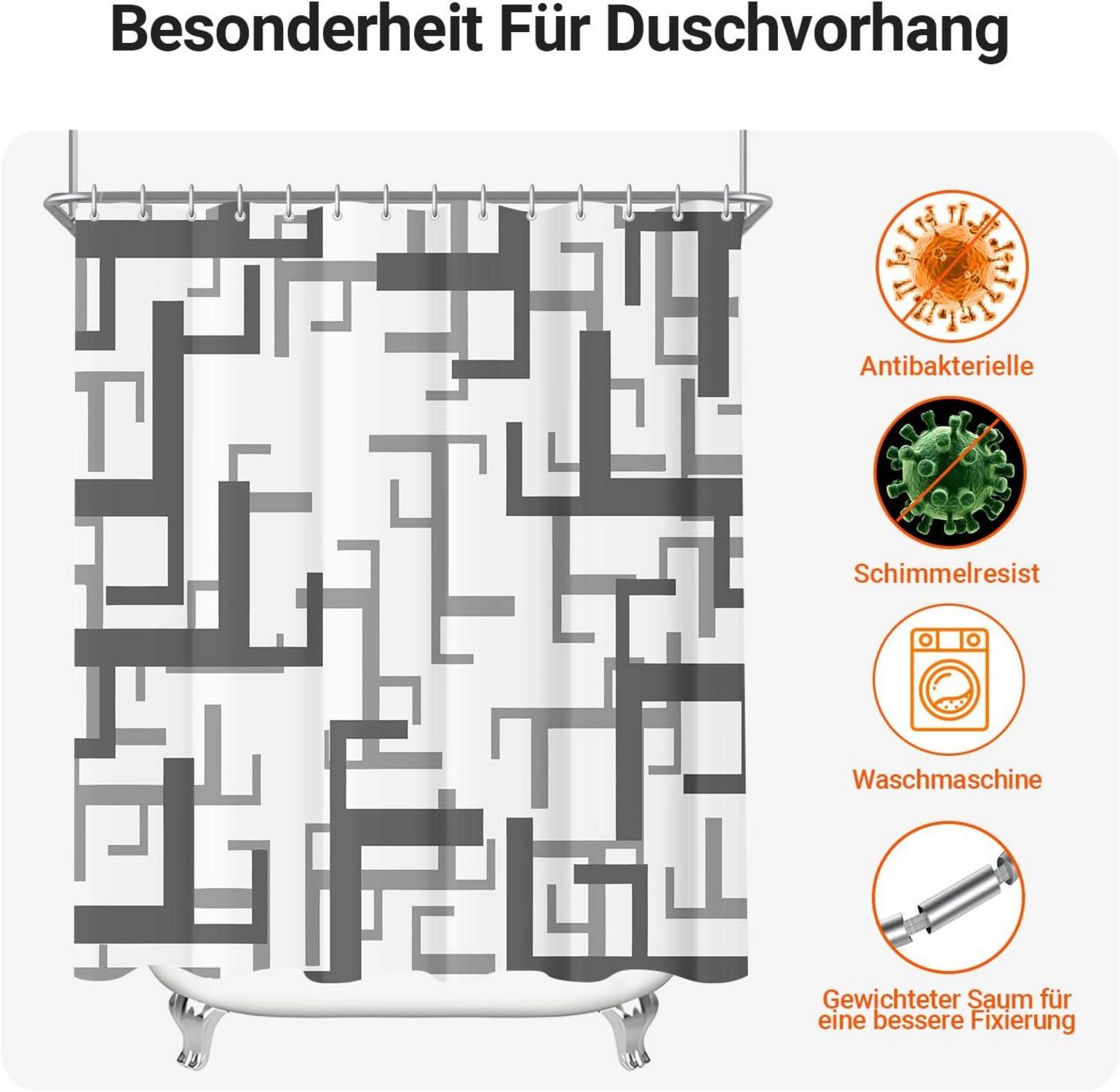 Lerores Duschvorhang Antischimmel Wasserabweisend Block 220x200cm