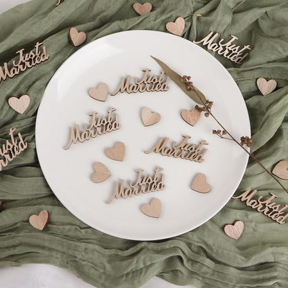BETESSIN Hochzeitstischdeko - Rustikale Holz Konfetti & Herz Streudeko