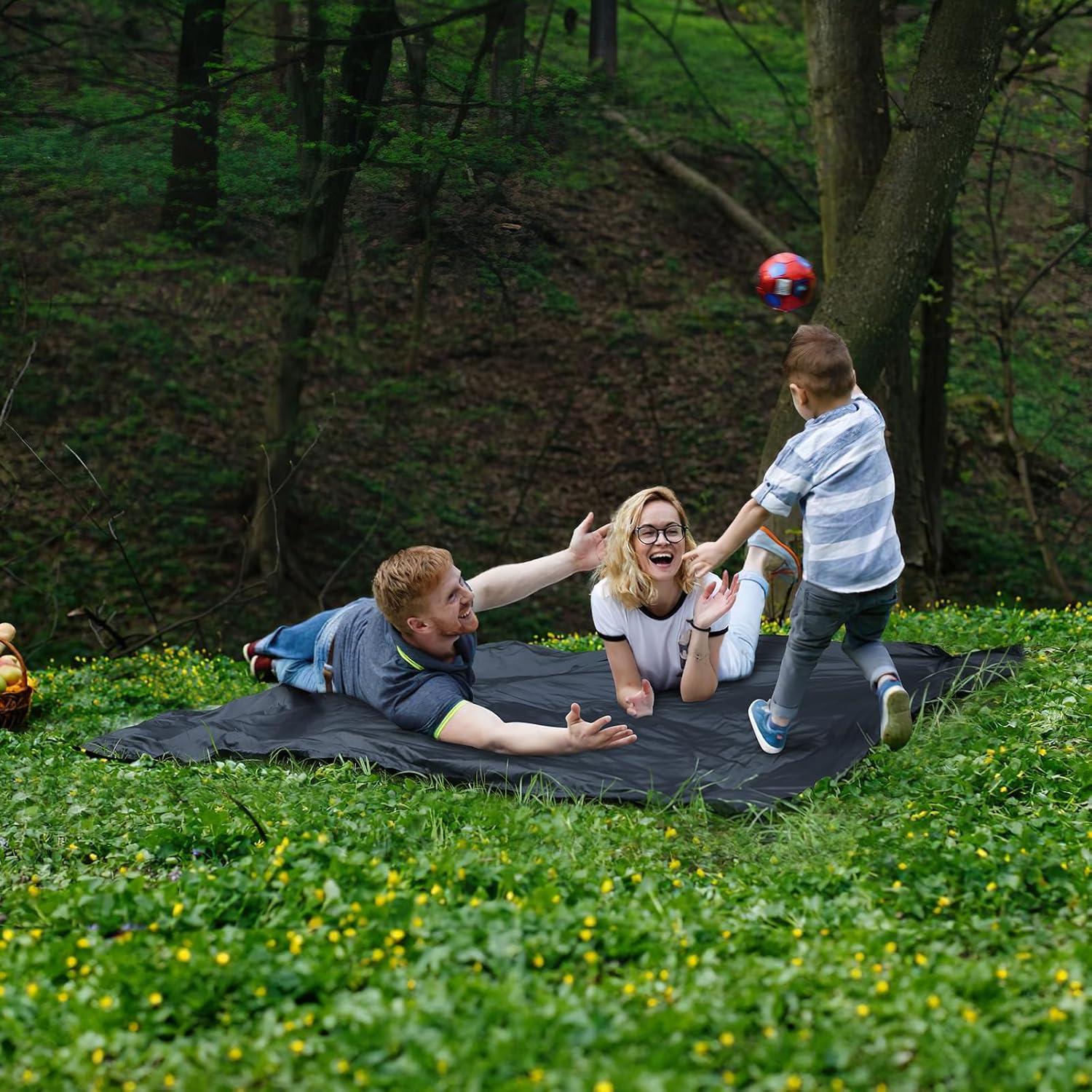 Ultraleichte Picknickdecke Schwarz Karabiner 110x180cm Outdoor Strand Camping