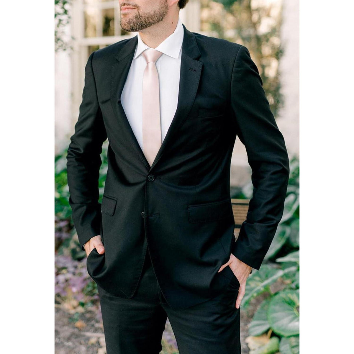 Herren Krawatte schmal einfarbig Seide 6cm Hellrosa